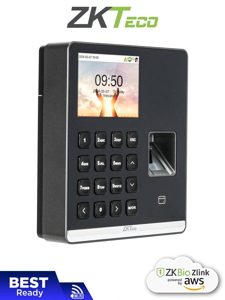 ZKTECO SenseFP M1 -Control de Asistencia con Huella (500), Tarjeta125 kHz (500), Contraseña (500), 100,000 Eventos, Wi-Fi (Compatible con ZKBio Zlink)