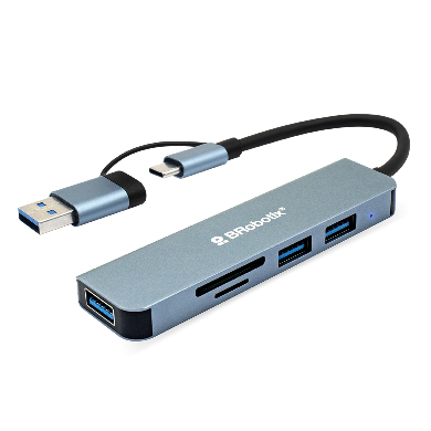 Docking Station Conector DUAL Tipo USB  A&C, V3.0 , 5 en 1, /3 USB/SD/microSD/ BROBOTIX 6005453