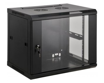 711814 Gabinete Mural 19 9U, ensamblado, negro, Ideal para aplicaciones de montaje en rack de 19; Carga estática máxima de 60 kg