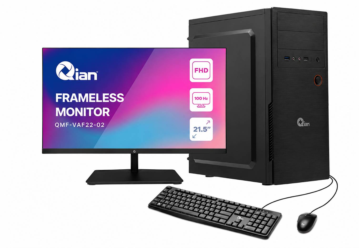 Kit PC Office, monitor 22, regulador QIAN, gabinete QIAN Mat 01/ PSU 500W. Mouse y teclado