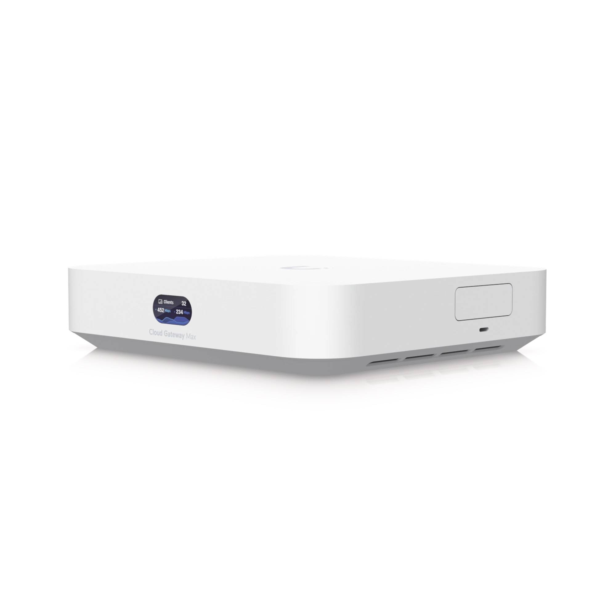 Ubiquiti UCG-MAX - Cloud Gateway UniFi, 4 puertos LAN de 2.5GbE, 1 puerto intercambiable a WAN, 1 puerto WAN de 2.5GbE, Balanceo de carga, 1.5Gbps con IDS/